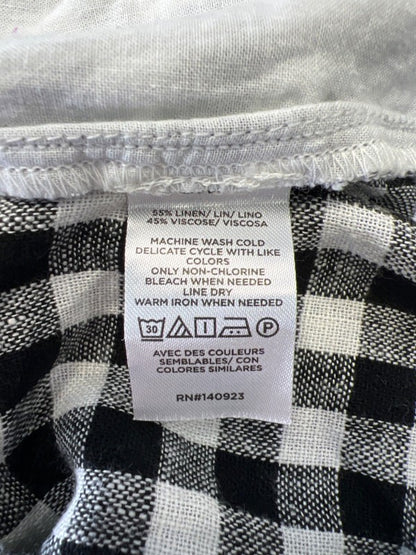 Loft Women's Black/White Checkered Plaid Linen Blend Shorts - 12 image 4