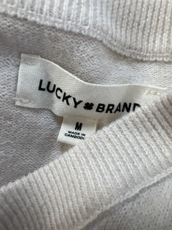 Lucky Brand Women's Beige/Cream V Neck Long Sleeve Sweater - M image 3