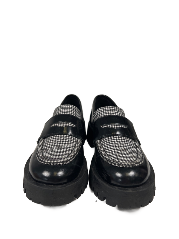 Steve Madden Women's Black/White Lawrence Houndstooth Chunky Loafers - 6 image 2