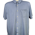 Greg Norman Men's Blue Short Sleeve Button Up Shirt - L
