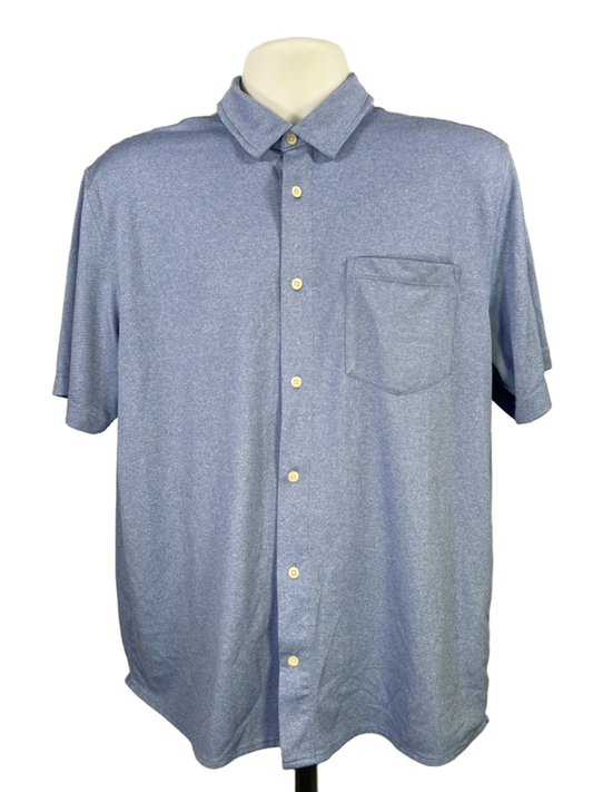Greg Norman Men's Blue Short Sleeve Button Up Shirt - L