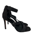 Jessica Simpson Women's Black Strappy Zip Back Open Square Toe High Heels - 8.5