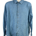 Robert Graham Men's Blue Linen Blend Classic Long Sleeve Button Up Shirt - 2XL