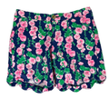 Lilly Pulitzer Pink/Green Floral Darci Knit Scallop Hem Shorts - 2