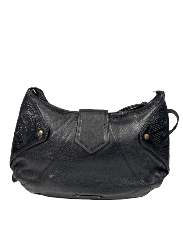 Cole Haan Women's Black Leather Sierra Tooled Shoulder Bag Purse W/ Dust Bag image 5
