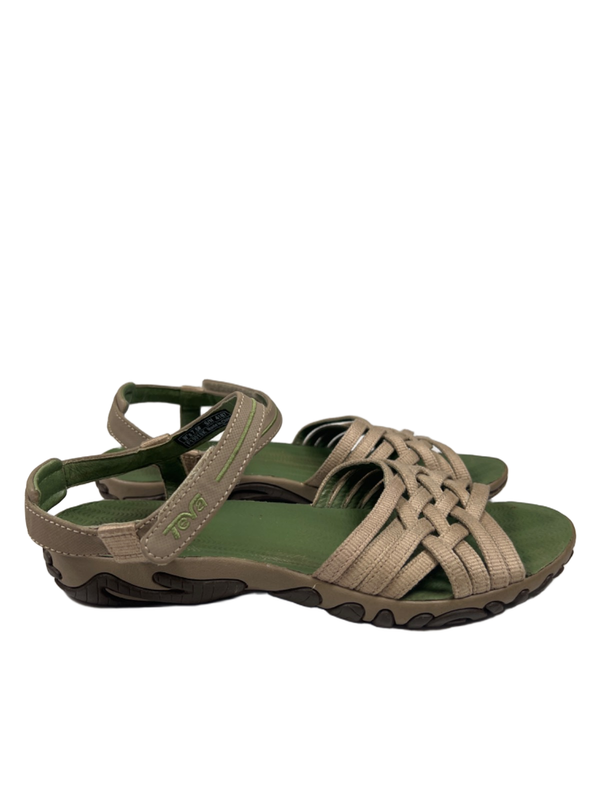 Teva Women's Tan/Green Haloa Strappy Slingback Walking Sandals - 7.5