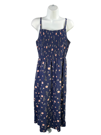 Old Navy Women's Blue Floral Smocked Fit & Flare Sleeveless Cami Midi Dress - M