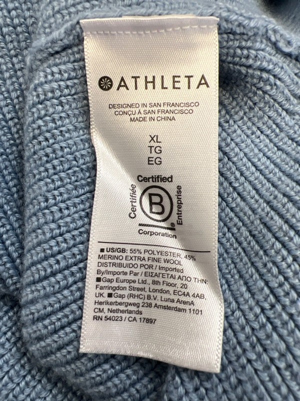 Athleta Women's Blue Wool Blend Hanover Refined V Neck Long Sleeve Sweater - XL image 4
