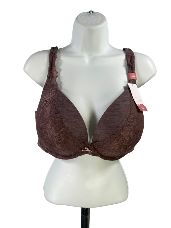 Cacique Women's Purple Heathered Lace Boost Plunge Bra - 42DD