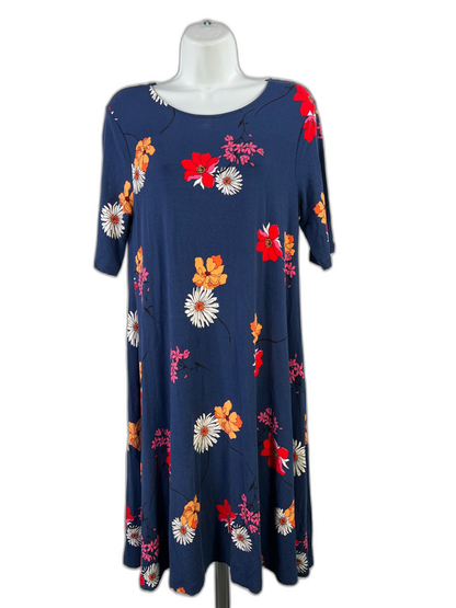 St. Johns Bay Women's Floral Short Sleeve T-Shirt Dress - M