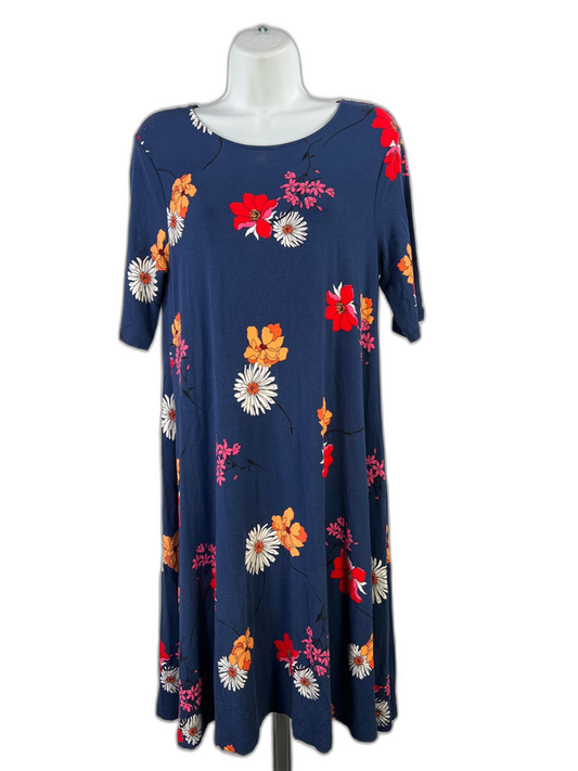 St. Johns Bay Women's Floral Short Sleeve T-Shirt Dress - M