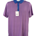 Graham Luxe Men's Purple Leighton Side Vented Short Sleeve Polo Golf Shirt - M