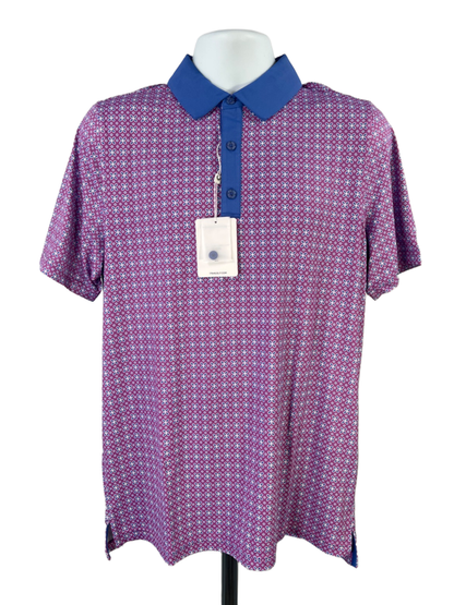 Graham Luxe Men's Purple Leighton Side Vented Short Sleeve Polo Golf Shirt - M
