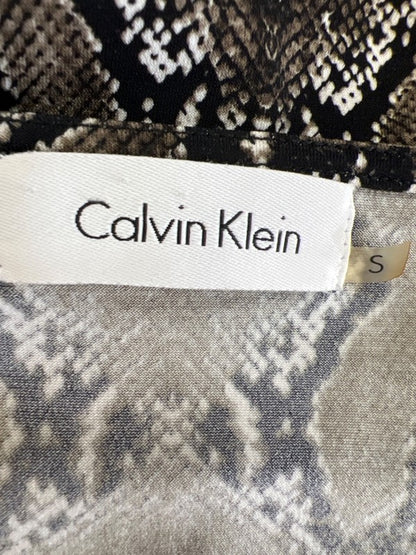 Calvin Klein Women's Brown/Black Snake Print Sleeveless Drape Front Tank Top - S image 3