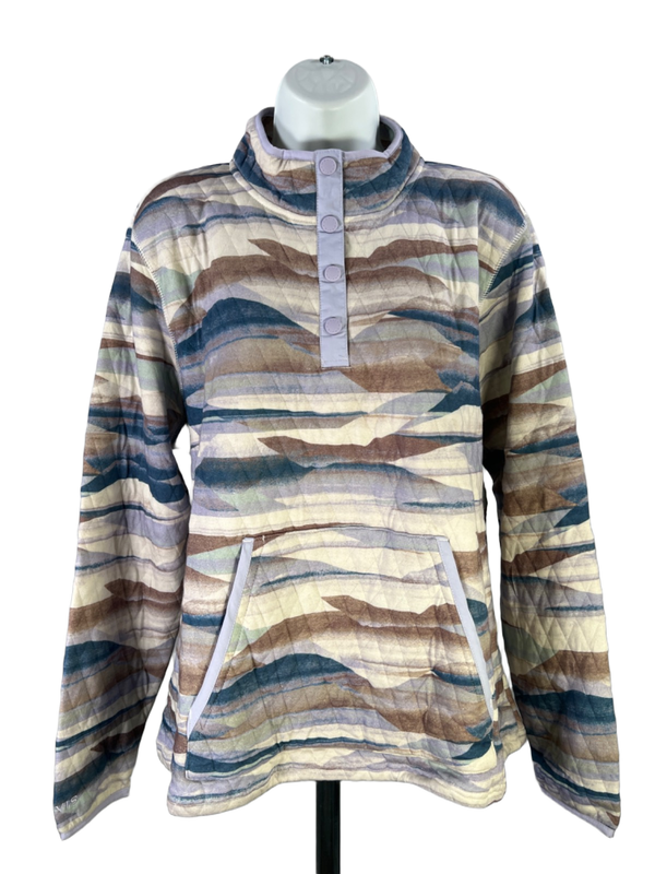 Orvis Women's Purple/Brown Quilted 1/4 Snap Pullover Sweatshirt - XL