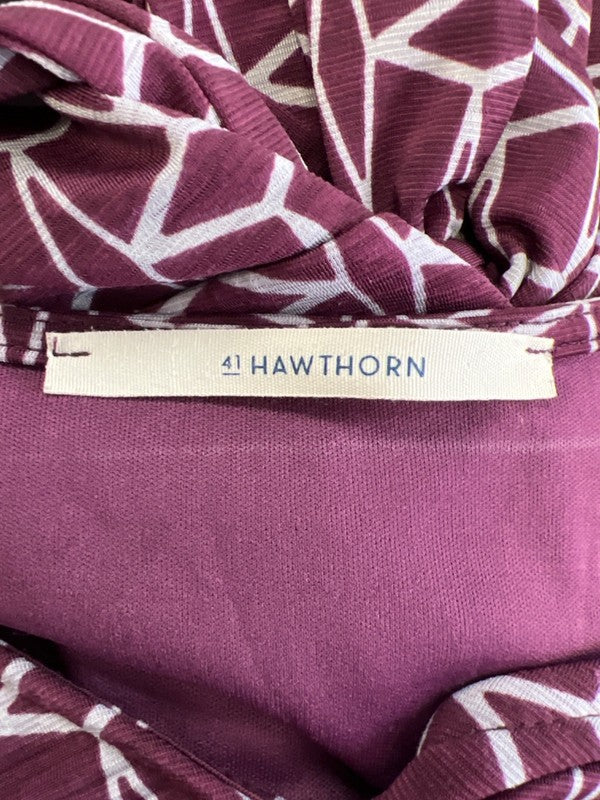 41 Hawthorn Women's Purple Geometric Tie Waist 3/4 Sleeve Mini Dress - S image 3