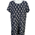J Jill Women's Blue Paisley Short Sleeve Hi-Low Midi Tee Shirt Dress - M Petite