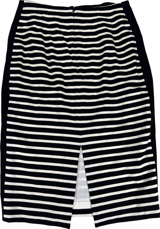 White House Black Market Womens Black/White Striped Zip Close Straight Skirt - 2 image 2