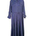 Torrid Women's Blue Challis Long Sleeve Button Up Tie Waist Midi Dress - 0 Plus
