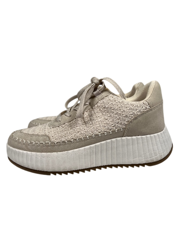 Dolce Vita Women's Taupe/Beige Crochet Knit Fredi Lace Up Sneakers - 9 image 5