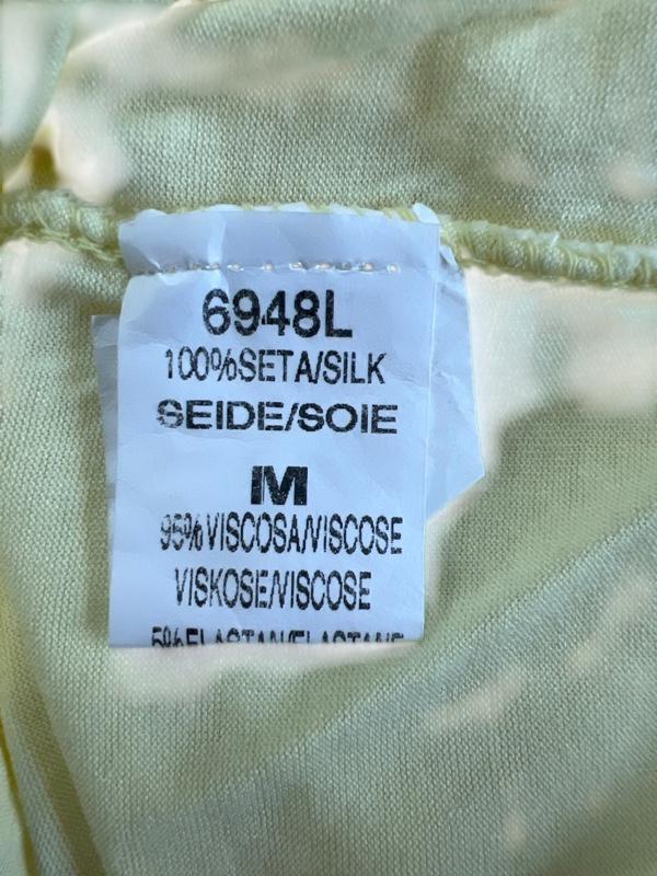 Belle France Women's Yellow Crochet 3/4 Sleeve Lined Blouse - M image 4