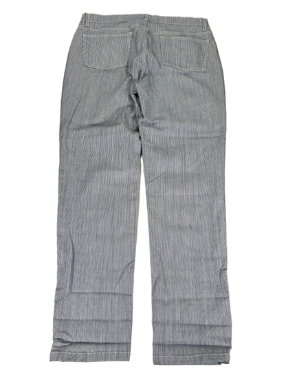 Eileen Fisher Women's Blue/White Striped Slim Boyfriend Jeans - 12 image 2