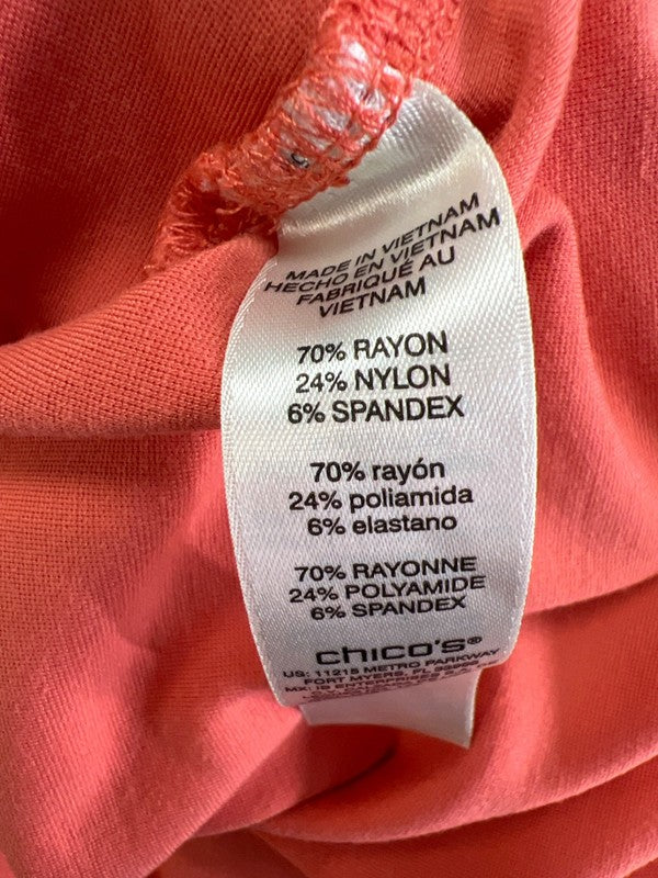 Chico's Women's Pink/Coral Short Sleeve T-Shirt - 1/US M image 4