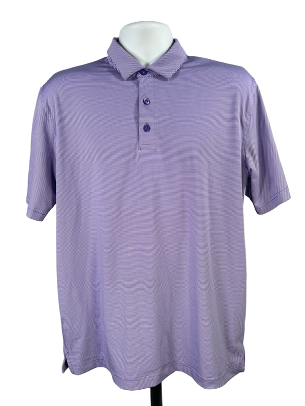 Callaway Men's Purple Striped Opti-Dri Short Sleeve Golf Polo Shirt - M