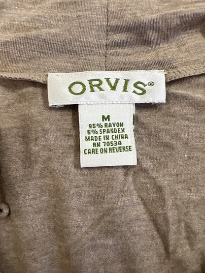 Orvis Women’s Light Brown Long Sleeve V-Neck T-Shirt - M image 3