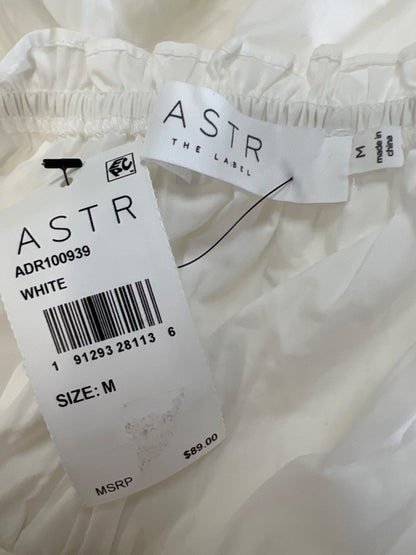 ASTR Women's White Tiered Short Puff Sleeve Midi Dress - M image 3