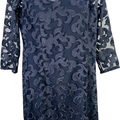 Aidan Mattox Women’s Blue Mesh Embroidered Lined 3/4 Sleeve Sheath Dress - 12
