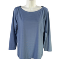 Vineyard Vines Women's Blue Striped 3/4 Sleeve Shirt - L