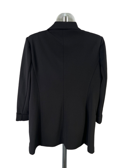 Anne Klein Women's Black Open Front 3/4 Sleeve Shoulder Padded Blazer Jacket - M image 2