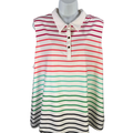 Chico's Zenergy Women's White Striped Quarter Button Sleeveless Shirt - 4/US 20
