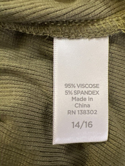 Avenue Women's Green Ribbed Cold Shoulder Short Sleeve Shirt - 14/16 image 4