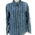 Karen Kane Women's Blue Embroidered Long Sleeve Button Up Blouse - M