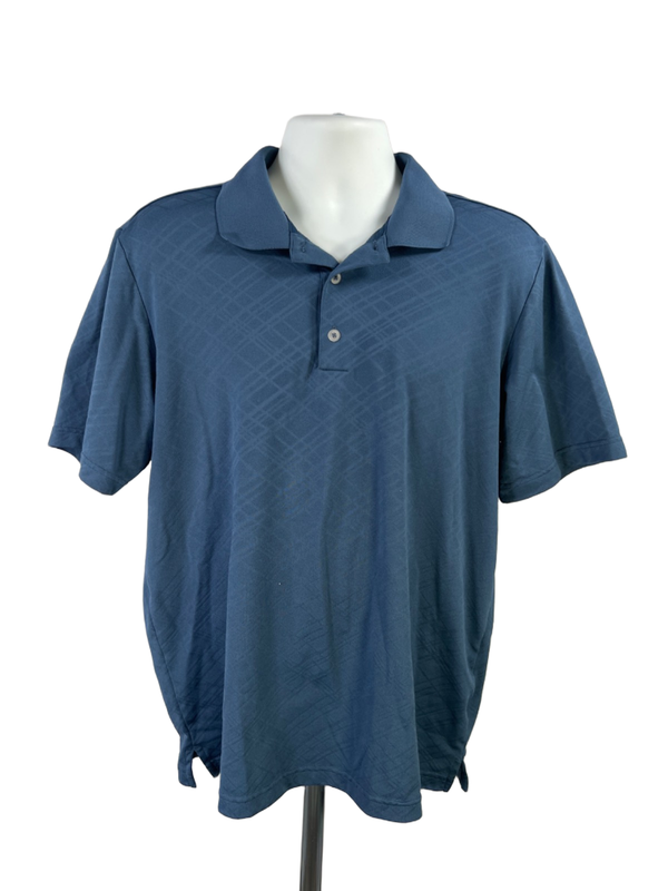 adidas Men's Blue Pure Motion Short Sleeve Athletic Golf Polo - L