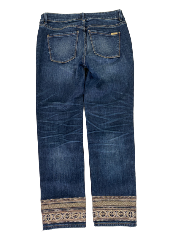 White House Black Market Women's Dark Wash Skinny Cropped Embroidered Jeans - 4 image 2