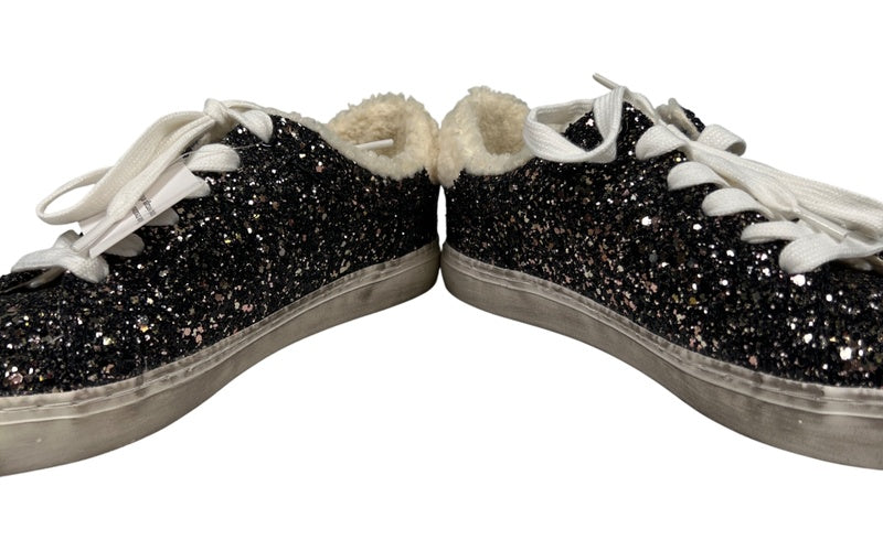 Nine West Women’s Black Glitter Sherpa Trim Lace Up Sneakers - 7.5 image 6