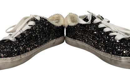 Nine West Women’s Black Glitter Sherpa Trim Lace Up Sneakers - 7.5 image 6