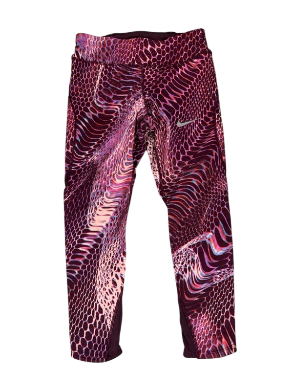Nike Women's Purple/Burgundy Dri-Fit Cropped Athletic Leggings - S