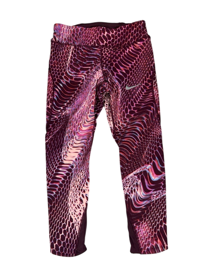 Nike Women's Purple/Burgundy Dri-Fit Cropped Athletic Leggings - S