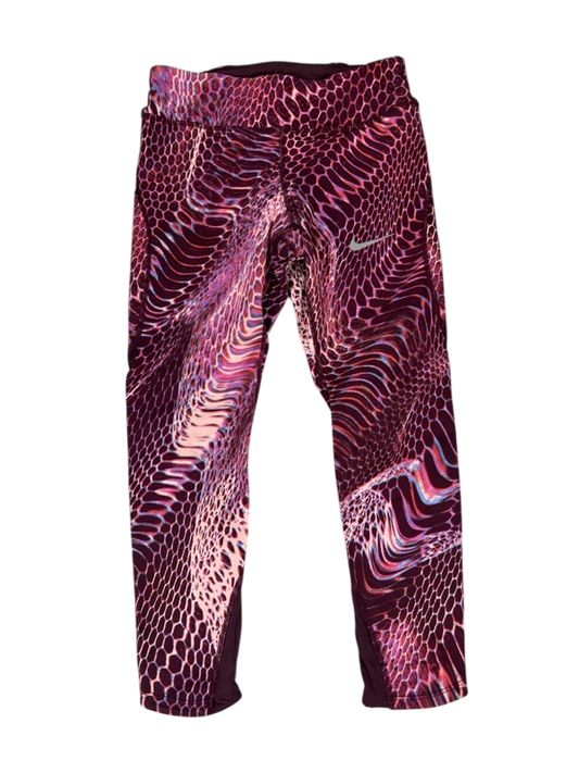 Nike Women's Purple/Burgundy Dri-Fit Cropped Athletic Leggings - S