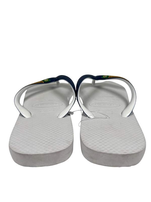 Havaianas Unisex White/Blue Brasil Casual Flip Flops - Women's 9/10 image 4