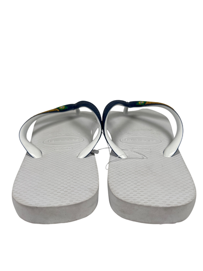 Havaianas Unisex White/Blue Brasil Casual Flip Flops - Women's 9/10 image 4