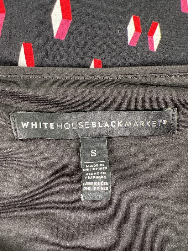 White House Black Market Women’s Black/Red 3/4 Sleeve Shift Dress - S image 3