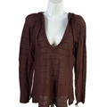 Dockers Women's Brown Long Sleeve Semi-Sheer Hooded Shirt - M