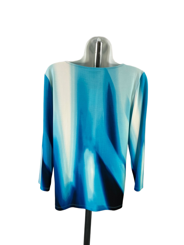 Calvin Klein Women's Blue 3/4 Sleeve Stretch Keyhole Blouse Top - M image 2