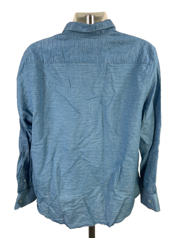 Robert Graham Men's Blue Linen Blend Classic Long Sleeve Button Up Shirt - 2XL image 2