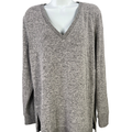 Lucky Brand Women's Gray Long Sleeve V-Neck Tunic Sweater Shirt - M